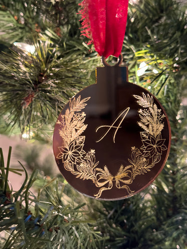 Custom Wreath Monogram Ornament